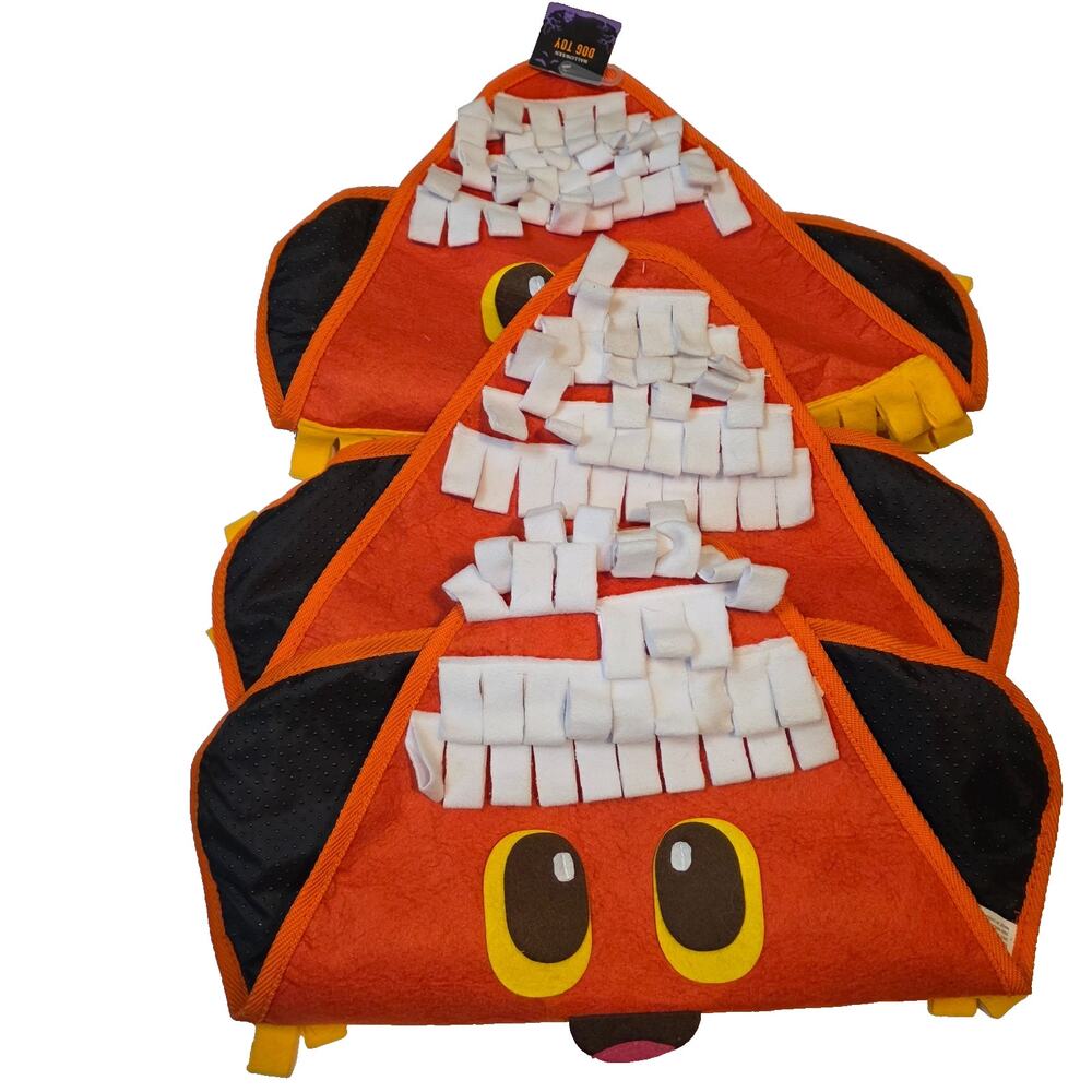 Lot of 3 Halloween Dog Toys Large Crinkle Mat/Blanket Orange Monster Face Meijer